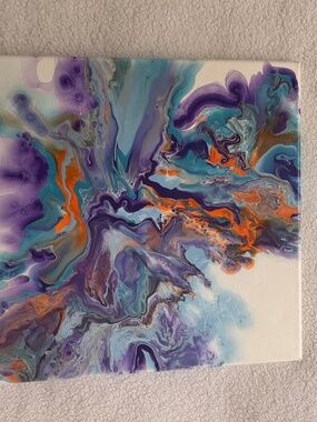 Original pour paint on stretched canvas